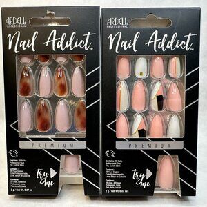 Ardell Nail Addict Premium Press-On Nails Set Tortoise Shell‎ Graphic Foil NEW